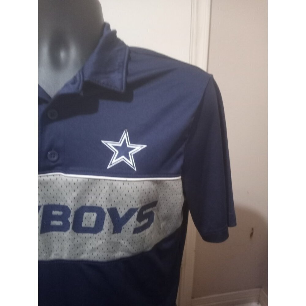 Dallas Cowboy's Shirt Team Apparel Mens Medium M Navy Logo Polo Short Sleeve - Picture 6 of 11